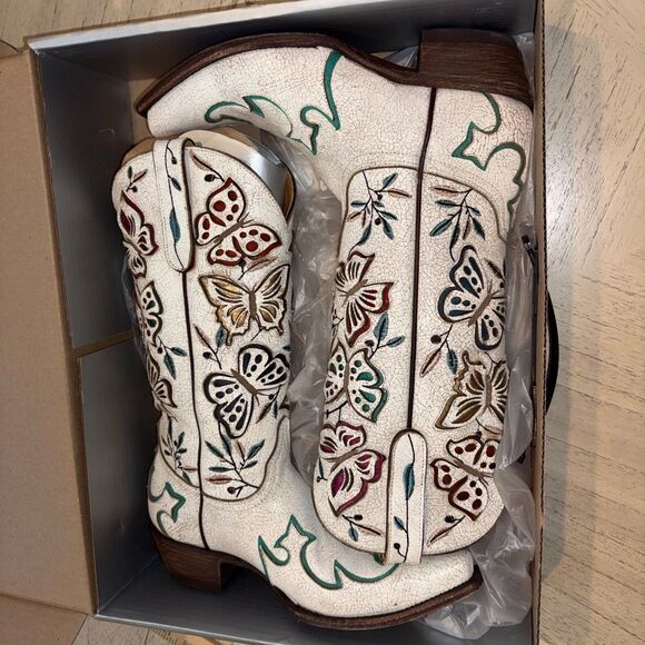 Old Gringo Shoes - OLD GRINGO ~ TAUPE/SILVER Amadis ~ 9 B ~ Women’s Boots W/Box Butterfly/Floral